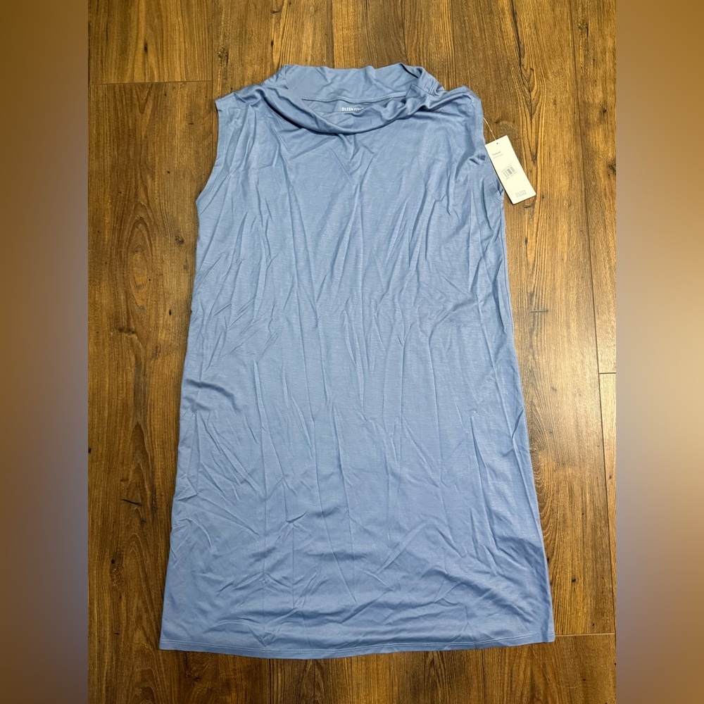 Eileen Fisher Fine Jersey Cowl Neck Sleeveless Dress Blue Size XS NWT